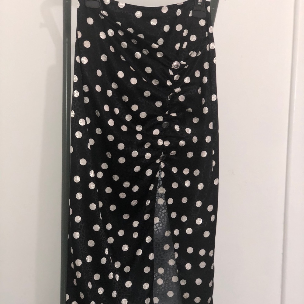 River Island Ruched Polka MIDI Skirt